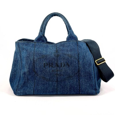 PRADA Tote Bag hand Bag shoulder Bag B2642B Canapa M 2WAY denim 