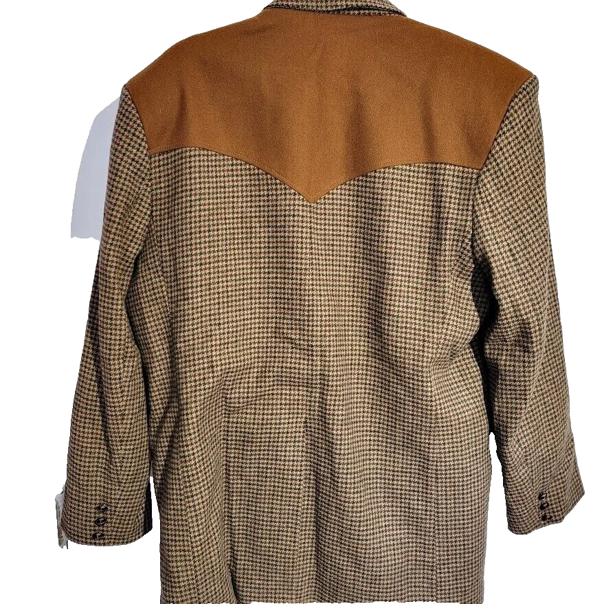 Country Gentleman by Pioneer Wear Men's Western Coat Size 46L Houndstooth Wool - Image 2 of 4