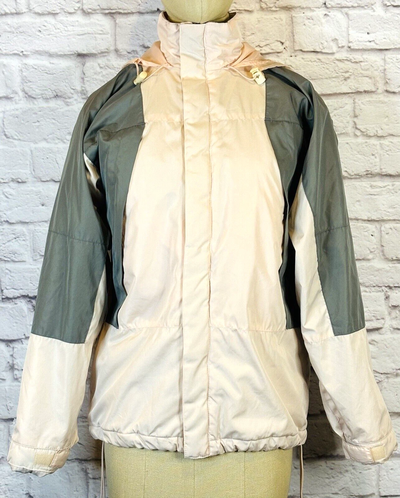 Steve & Barry's Girls Jacket Coat Midweight Pink Gray Hood Zip Pockets Sz 18-20