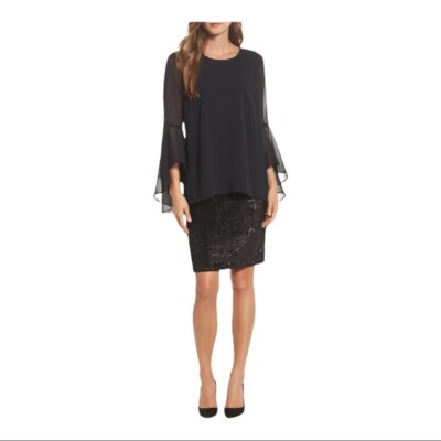 sequin dress with chiffon overlay Plus Size Formal Dress