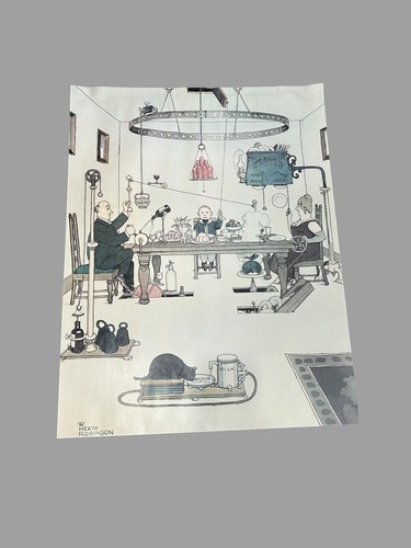 Vintage Poster William Heath Robinson Wie man mit Dienern im Esszimmer abgibt