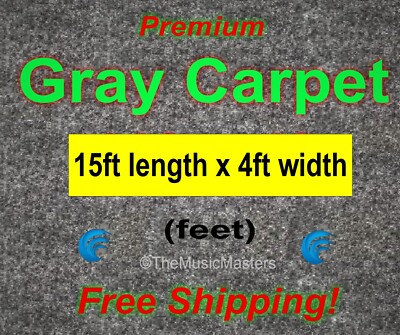 15' x 4' GRAY CARPET for Car Sub Speaker Box Cabinet Road Case Trunk Liner Grey