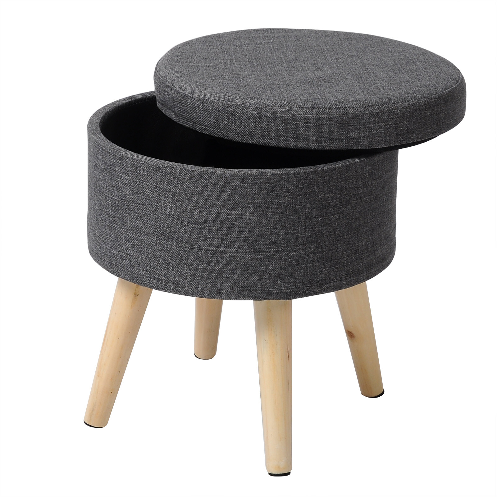 EUGAD Sitzhocker Aus Leinen Mit Stauraum – Polsterhocker Massivholz, 32x32x36,5cm (bis 18L)