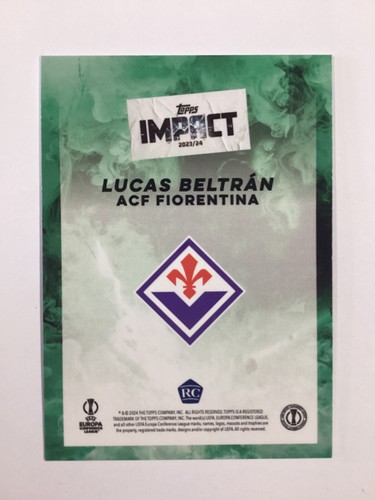 TOPPS IMPACT 2024 LUCAS BELTRAN ACF FIORENTINA PARALLEL 74/99 - Imagen 2 de 2