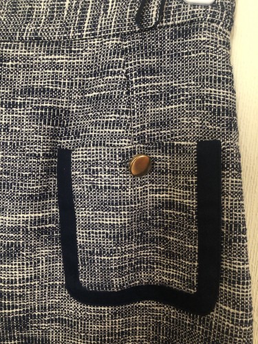 Whistles Navy & Cream Skirt With Front Pockets Size:12 UK - Picture 4 of 10