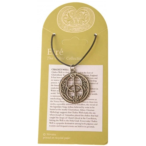 Chalice Well Vesica Piscis Pewter Pendant 28mm • Eire, The Celtic Collection