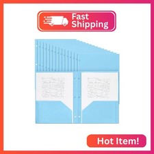 Yeaqee 50 Pcs Plastic Folders with Pockets Bulk 3 Hole Punched 2 Pocket File Fol