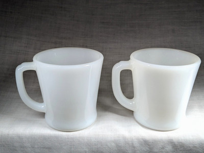 Vintage Fire King White Milk Glass Set of 2 Coffee Mugs 8oz USA Circa 1950's VGC