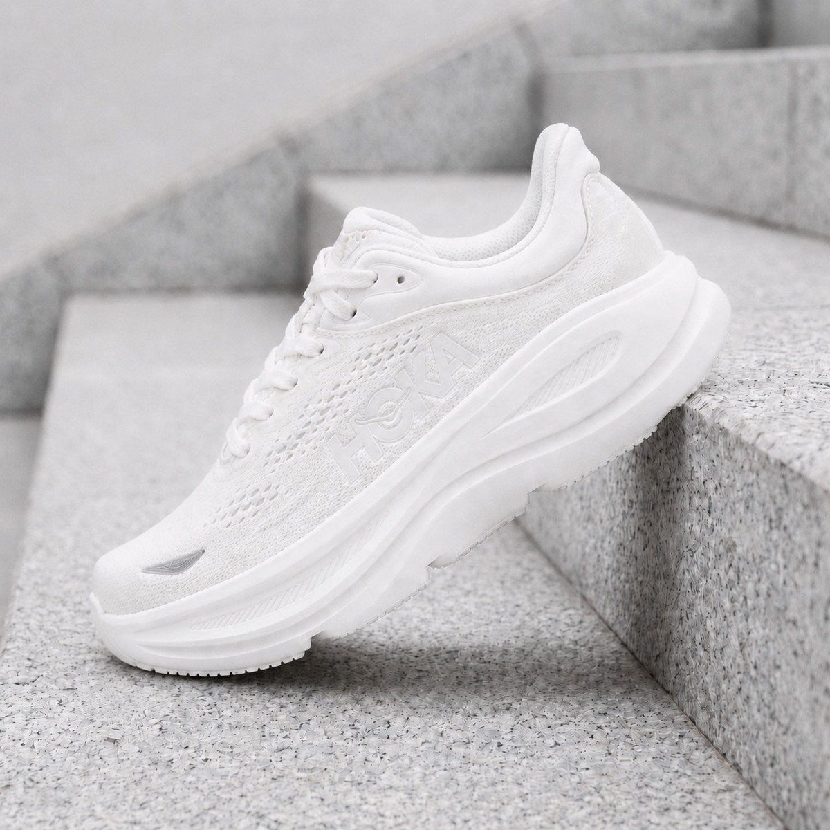 Hoka One One Bondi 9 White 1162012-WWH Womens Running Sneaker New
