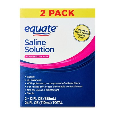 Equate Saline Solution for Sensitive Eyes, 12 fl oz, 2 Pack