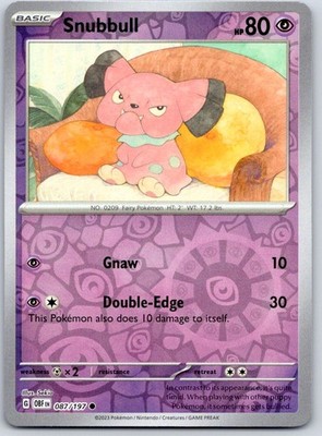 Snubbull Common SV03: Obsidian Flames Reverse Holo 087/197 NM