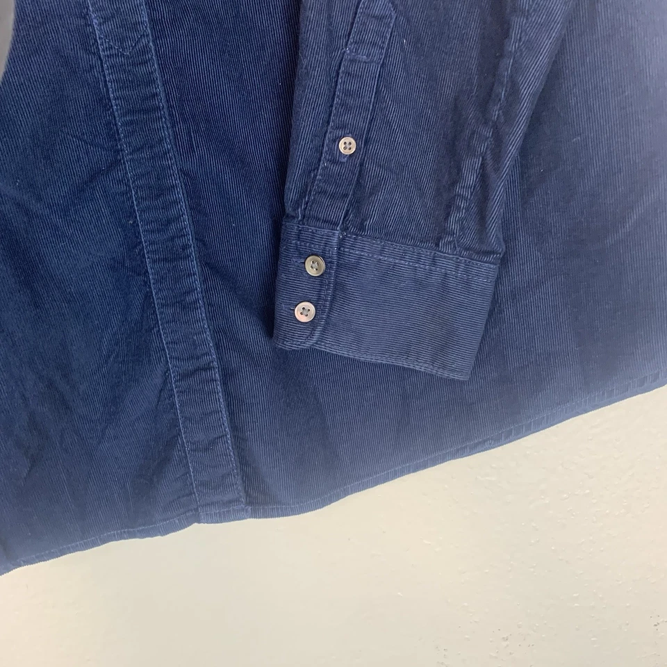 Camisa Lands' End Mujer XL Pana Volantes Borde Botón Frontal Top Femenino Preppy Foto 3 de 4