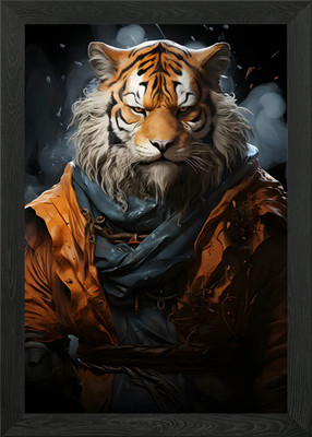 Warrior Tiger Portrait Framed Wall Art Poster Canvas Print Picture