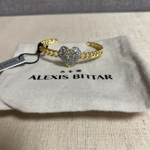 Alexis Bittar Solanales Sapphire Crystal Heart Macrame Cuff Bangle Bracelet NWT - Picture 1 of 9