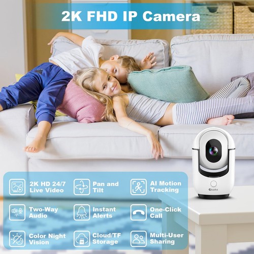 2K Pan/Tilt Security Camera, WiFi Indoor Camera for Home Security with AI Mot... - Picture 2 of 6