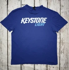 Keystone Light Beer Graphic Spell Out Blue Promo Men's Short Sleeve T-Shirt - XL