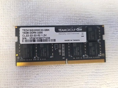 TEAMGROUP Elite DDR4 16GB Single 3200MHz PC4-25600 CL22 SODIMM 260-Pin Memory