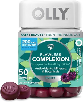OLLY Flawless Complexion Gummy, Clear and Healthy Skin Support, 50 Count, 200mcg