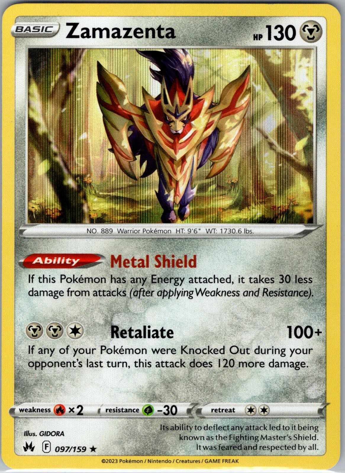 Zamazenta 097/159 R Pokemon Crown Zenith NM/M Holo