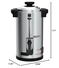 Stainless Steel Coffee Maker 50-Cup 8L Metallic Hot Water For Catering Office