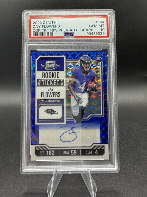 2023 Zenith Contenders Optic Zay Flowers Rookie Ticket Auto Variation /23 PSA 10