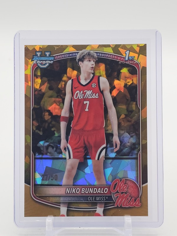 NIKO BUNDALO 2025-26 BOWMAN U CHROME 1ST GOLD SAPPHIRE REFRACTOR /50 Q5759