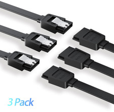 3Pack Sata III 6Gbps Data Cables 15" Straight Angle SSD HDD Cord for Hard Drives