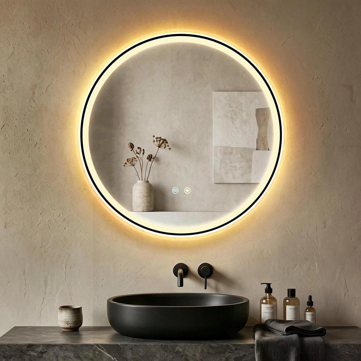 LED Badspiegel Badezimmerspiegel mit Beleuchtung Touch Wandspiegel 60cm/80cm ED