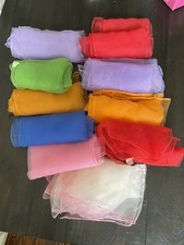 Lot Of 10 Vintage Neck Scarf Scarves Nylon Pink Green Lilac Red Blue Orange