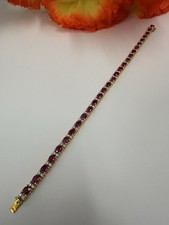 Ruby (5.60ct) Diamond 18ct Gold Tennis Bracelet. 6.5”