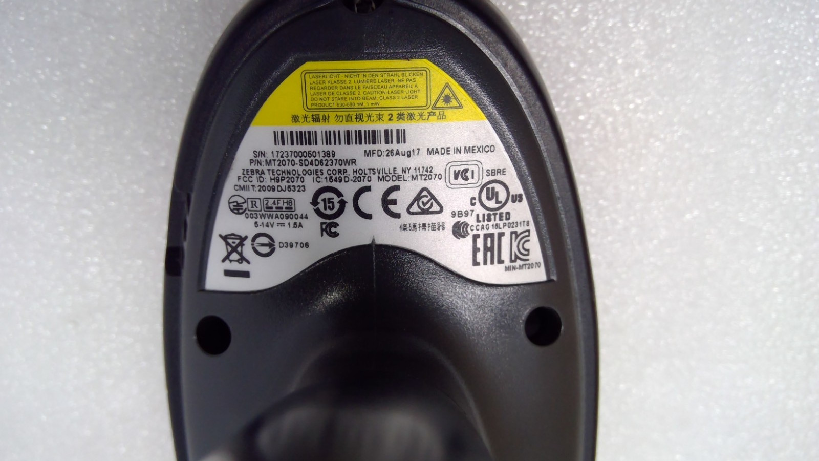 Motorola Symbol Barcode Scanner MT2070 -SD4D62370WR