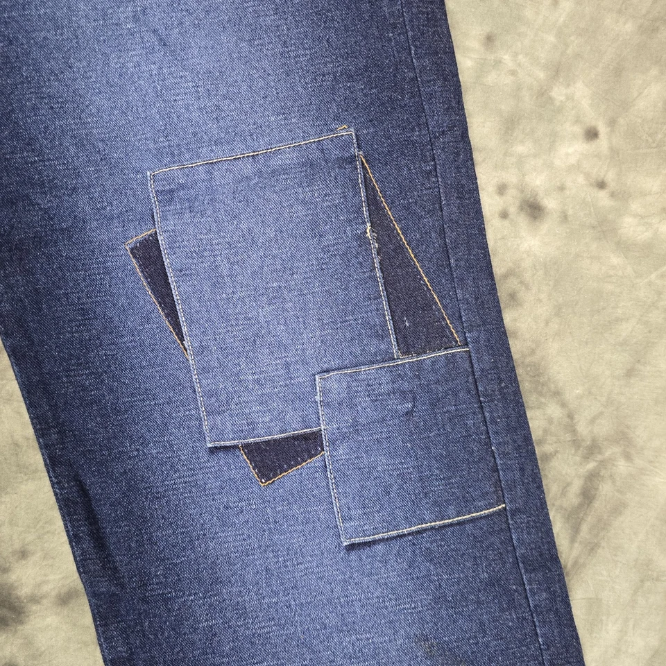 Pantalones de mezclilla vintage Y2K Azzure para hombre 40x34 retazos holgados dobladillo crudo hip hop desteñidos Foto 2 de 4