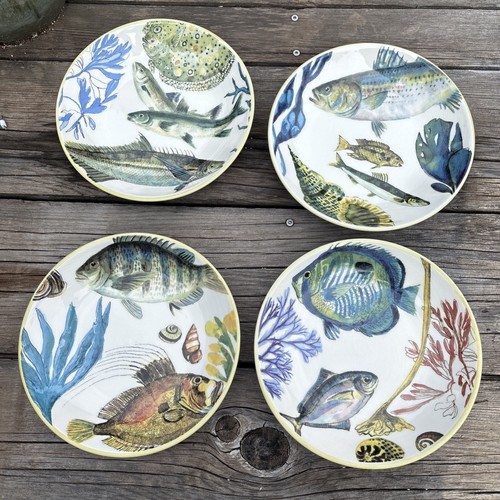 Set of 4 Williams Sonoma Poisson Fish Salad Plates Marc Lacaze 9 1/2”