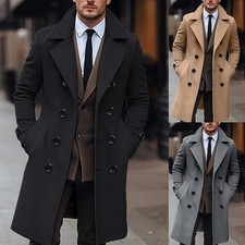Herren Winter Zweireiher Revers Trenchcoat für Business für FREIZEIT Stil