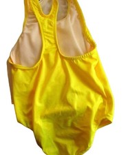 GIRLS 12 Swim Suit Vintage 1980's NYLON YELLOW 1 Piece swim suit CASTAWAYS new
