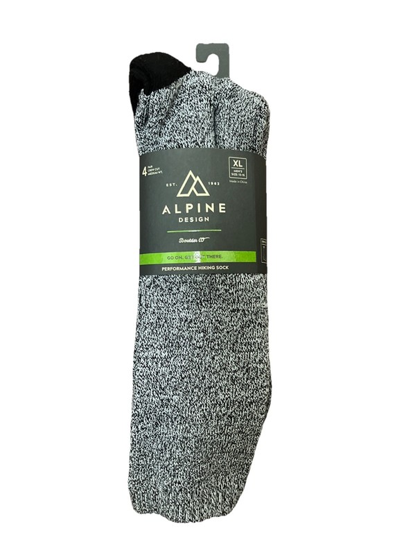 Alpine Design Performance Hiker Crew Socks - 4 Pack Size XL