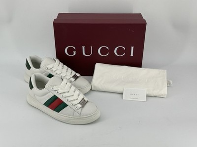 New Genuine GUCCI Men's Sneakers ACE WEB Leather -791394 -Size-UK-7 / EU-41 / US-8