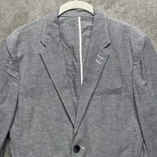 Gray Linen Blend Sport Coat 36R 2-Button Unstructured Italian Style Blazer