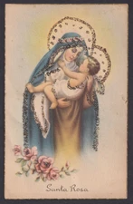 Holy card antique postale de Sta Rosa de Lima santino image pieuses estampa
