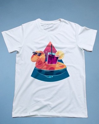 Cute Dinosaur Summer T-Shirt Funny Beach Pool Party Fruit Cocktail Graphic Tee
