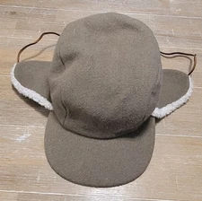 Vintage Thermal Brown Hat Lined  Over Ear Flaps Cap Made In USA P Size Medium