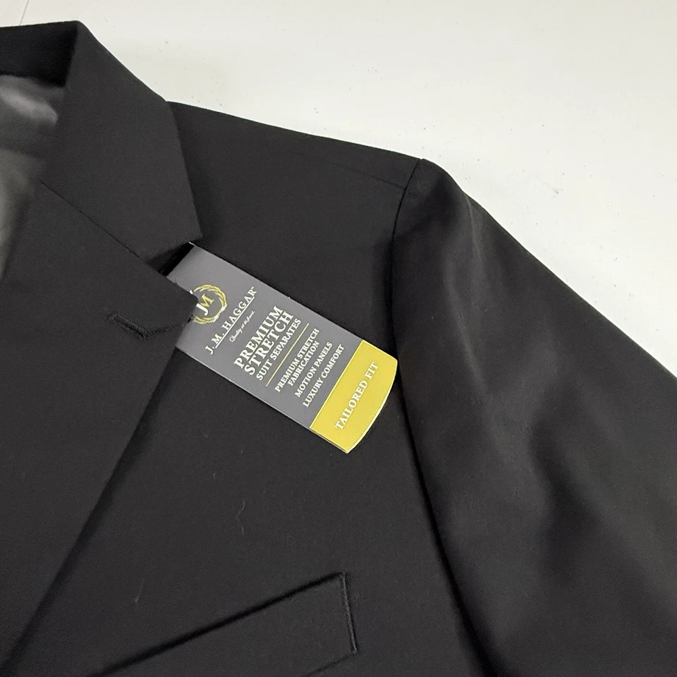 Traje elástico Haggar Premium separado para hombre 56R grande negro abrigo deportivo ajuste a medida Foto 4 de 4