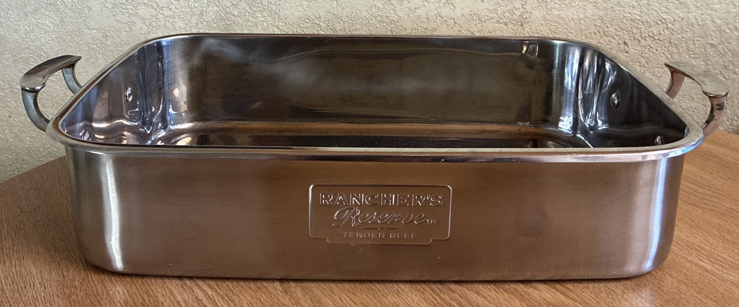 Rancher's Reserve Tender Beef Roaster Pan Stainless Steel 16x12x3.5”