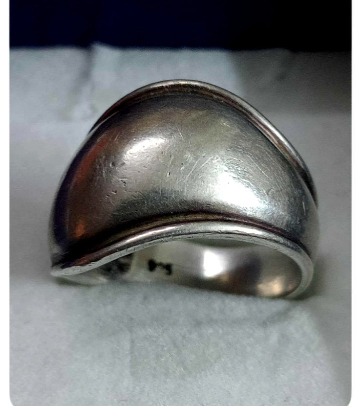 Chunky Solid 925 Sterling Silver Ring Wide Band D… - image 2