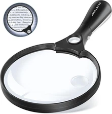 Large Magnifying Glass with Light 10X 20X 45X Illuminated Handheld Magnifier