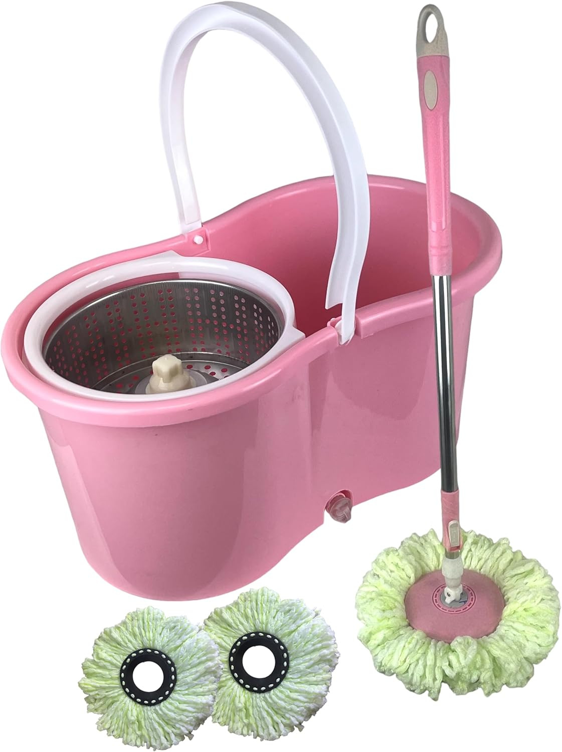 Spin Mop Bucket Set with Spin 360 Wringer and 2 Microfibre Mop Pad Head Telescop