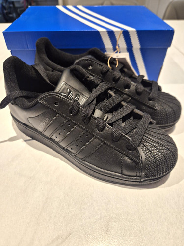 adidas Superstar II J Unisex Kids Black Leather Trainers UK 3.5 EU 36 JH9979