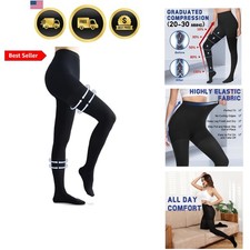 Medical Compression Pantyhose for Women Men, Opaque Closed Toe 20-30mmHg Grad...