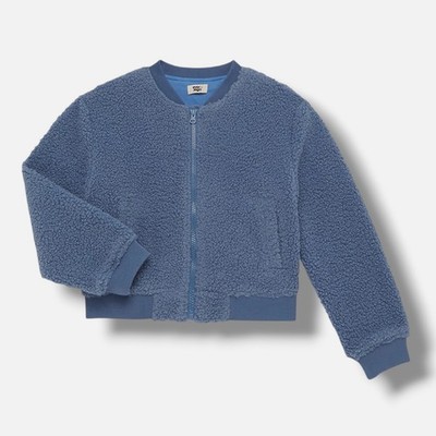 Ever After Girl's Blue Dakota Sherpa Bomber Jacket Size 14