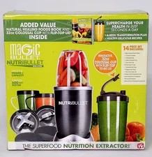 Magic Bullet NutriBullet Deluxe Blender 14 Piece Set 600 Watt Motor #NBR-1401M